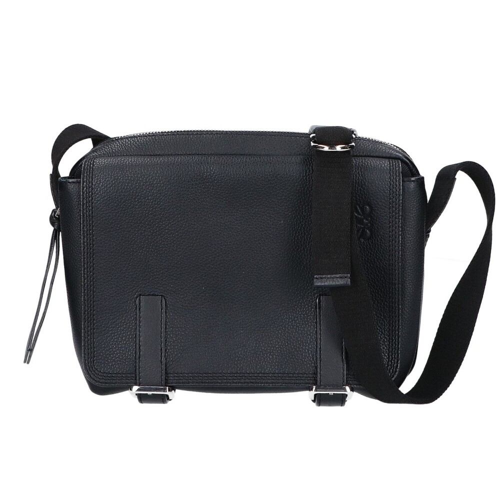 LOEWE Military Messenger Bag XS, Soft Grain Calfskin Shoulder Bag, Black, Sil...